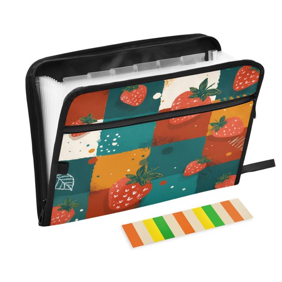 DIXRUYEE Organ Folders Expanding Folder 13 Pocket-Color-block Berry Delight Pattern