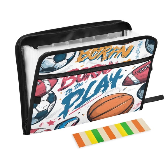 DIXRUYEE Organ Folders Expanding Folder 13 Pocket-Energetic Game Ball Pattern