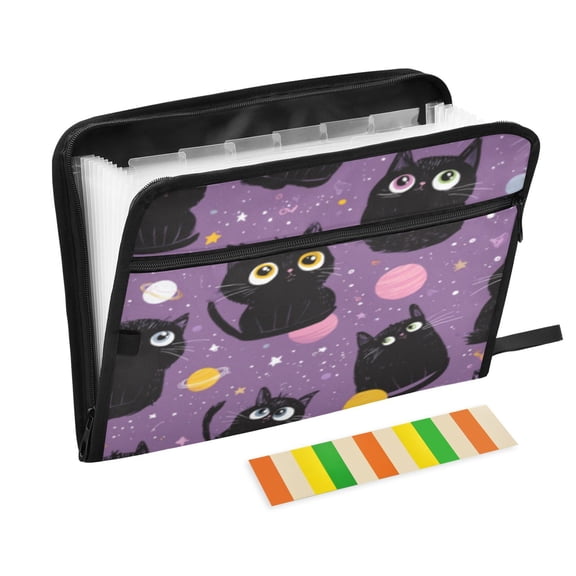DIXRUYEE Organ Folders Expanding Folder 13 Pocket-Eyed Black Cats Pattern