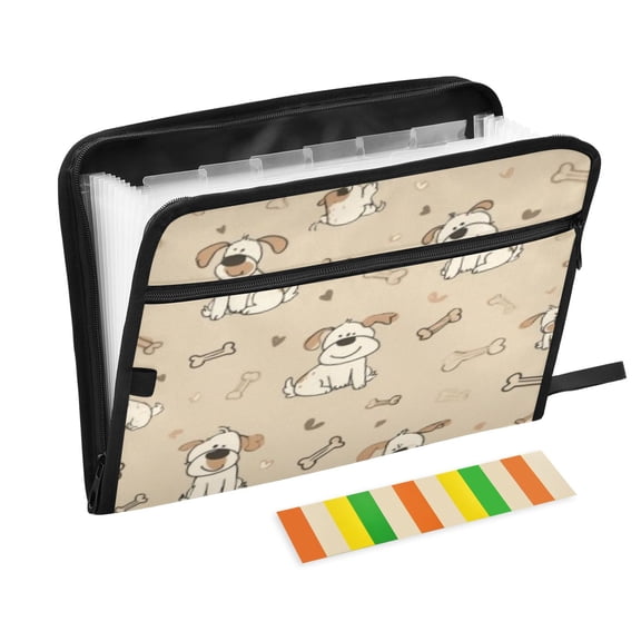 DIXRUYEE Organ Folders Expanding Folder 13 Pocket-Light Bulldog-bone Pattern