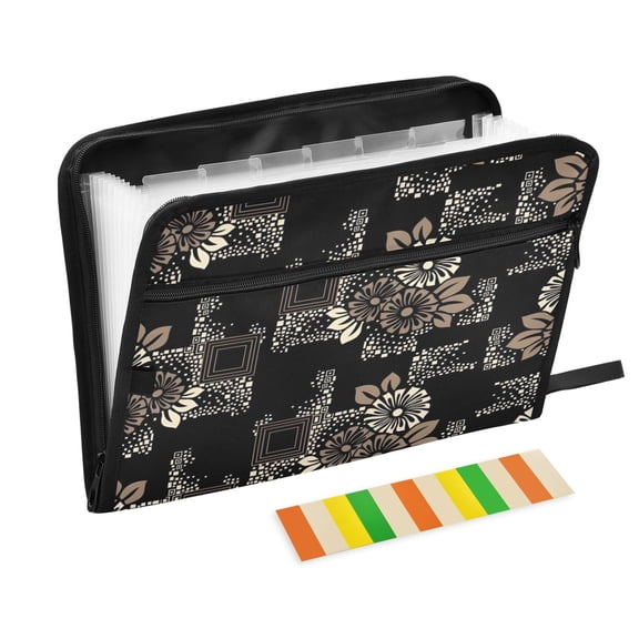 DIXRUYEE Organ Folders Expanding Folder 13 Pocket-Noir Geo Floral Pattern