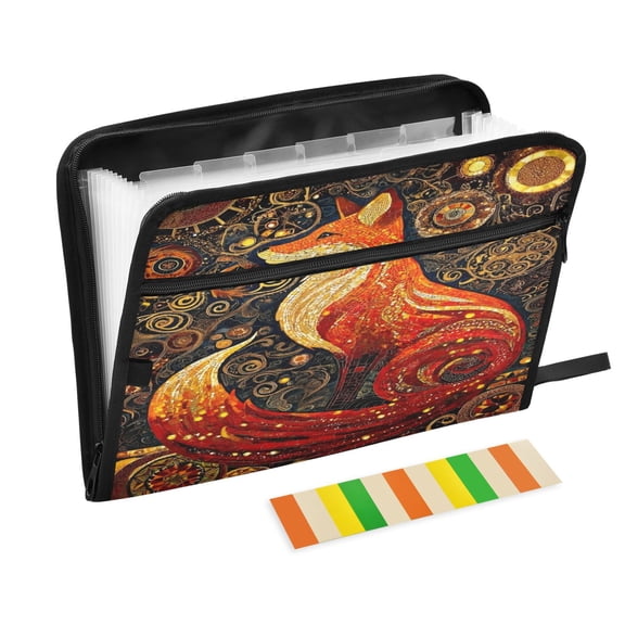 DIXRUYEE Organ Folders Expanding Folder 13 Pocket-Ornate Red Fox Pattern