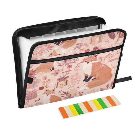 DIXRUYEE Organ Folders Expanding Folder 13 Pocket-Pastel Fox Woodland Tale Pattern