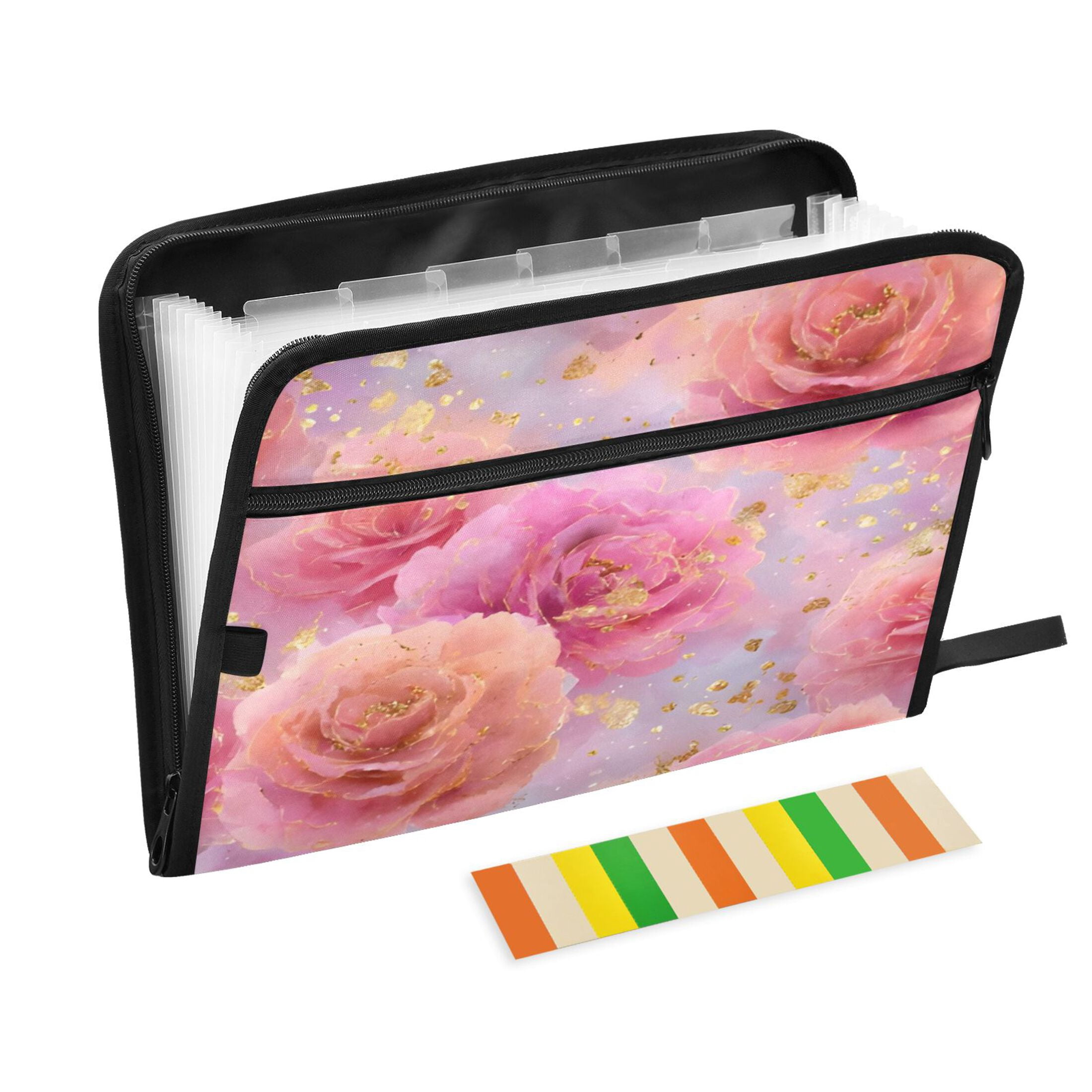 DIXRUYEE Organ Folders Expanding Folder 13 Pocket-Pastel Rose Pattern ...