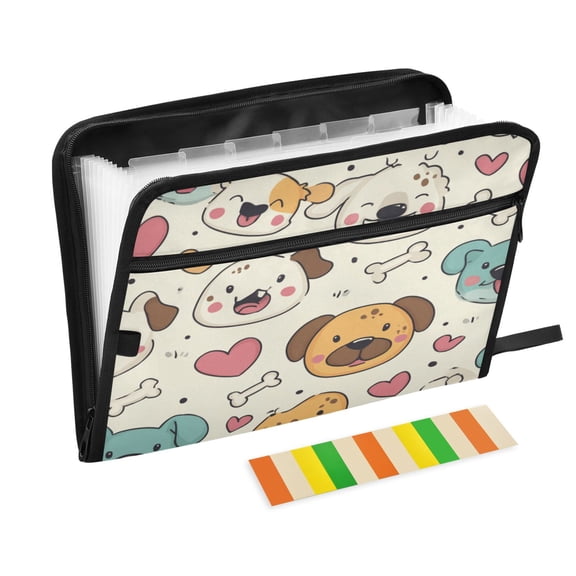 DIXRUYEE Organ Folders Expanding Folder 13 Pocket-Puppy Love Doodle Party Pattern