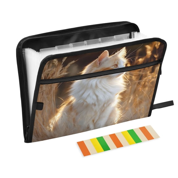 DIXRUYEE Organ Folders Expanding Folder 13 Pocket-Reed Fluffy Cat Pattern