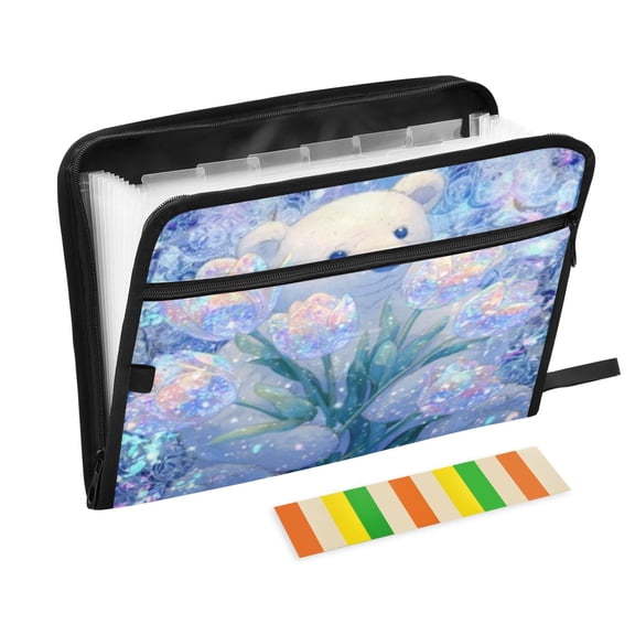 DIXRUYEE Organ Folders Expanding Folder 13 Pocket-Sparkle Bear Pattern