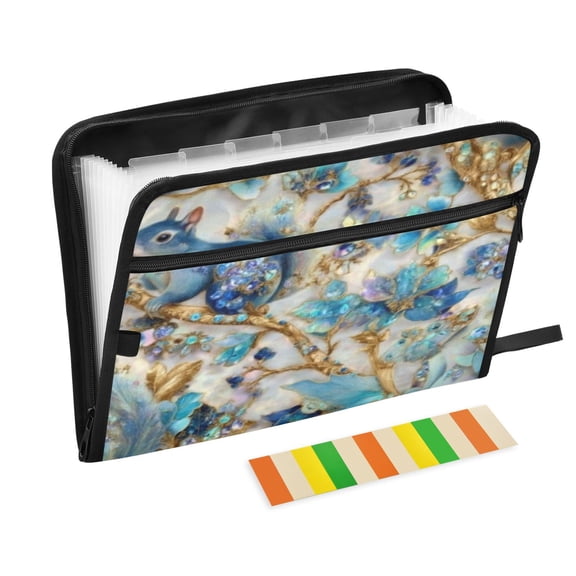 DIXRUYEE Organ Folders Expanding Folder 13 Pocket-Sparkle Blue Squirrel Pattern