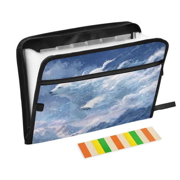 DIXRUYEE Organ Folders Expanding Folder 13 Pocket-Wave Polar Bear Pattern