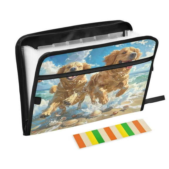 DIXRUYEE Organ Folders Expanding Folder with Color Label 13 Pocket Beach Buddies Splashing Fun Printed