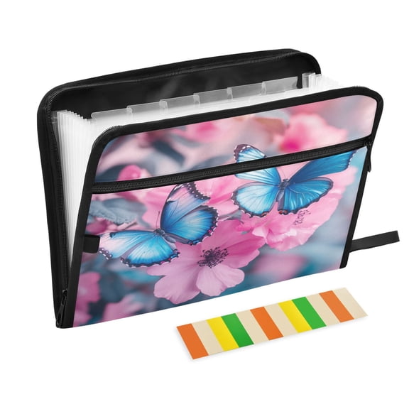 DIXRUYEE Organ Folders Expanding Folder with Color Label 13 Pocket Blue Flutter Serenade Printed