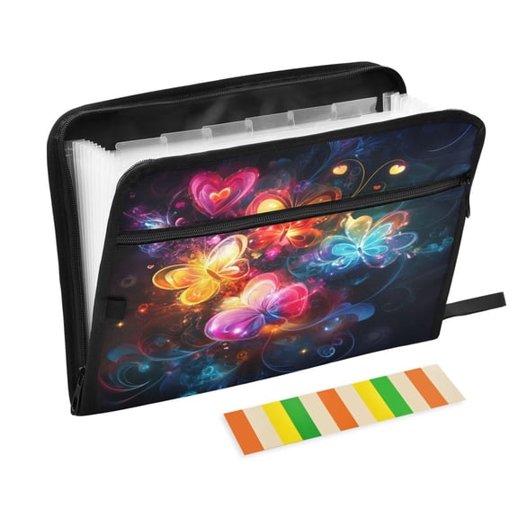 DIXRUYEE Organ Folders Expanding Folder with Color Label 13 Pocket Butterfly Dreamscape Printed