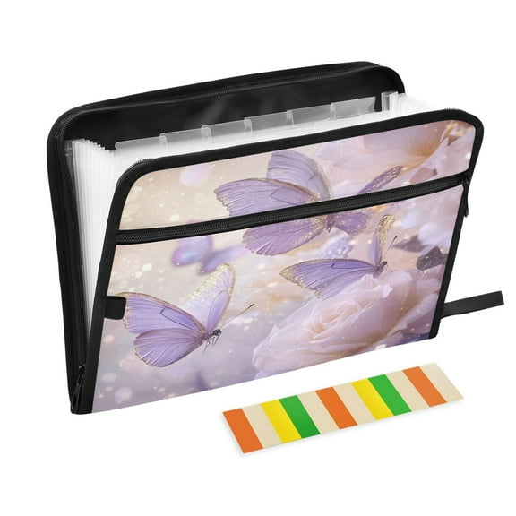 DIXRUYEE Organ Folders Expanding Folder with Color Label 13 Pocket Butterfly Serenade Printed