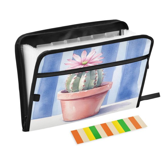 DIXRUYEE Organ Folders Expanding Folder with Color Label 13 Pocket Cactus in Pot Printed