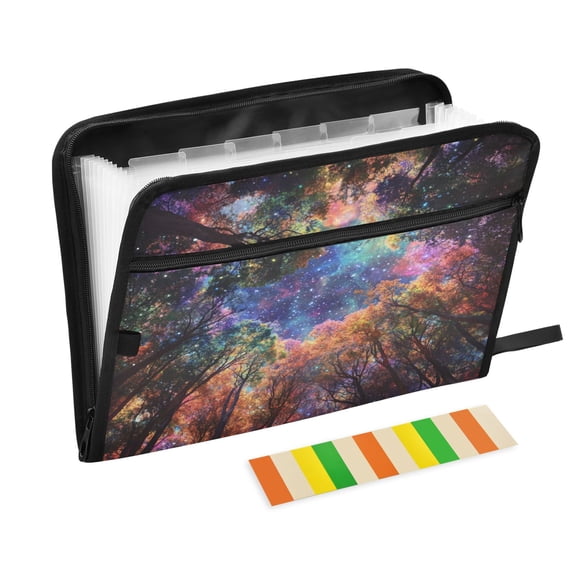 DIXRUYEE Organ Folders Expanding Folder with Color Label 13 Pocket Cosmic Canopy Printed
