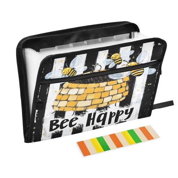 DIXRUYEE Organ Folders Expanding Folder with Color Label 13 Pocket Cute Bee Pattern Printed