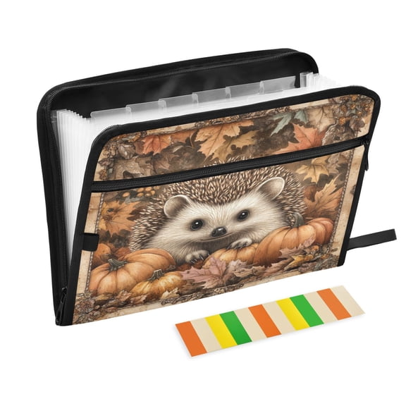 DIXRUYEE Organ Folders Expanding Folder with Color Label 13 Pocket Cute Hedgehog Pattern Printed