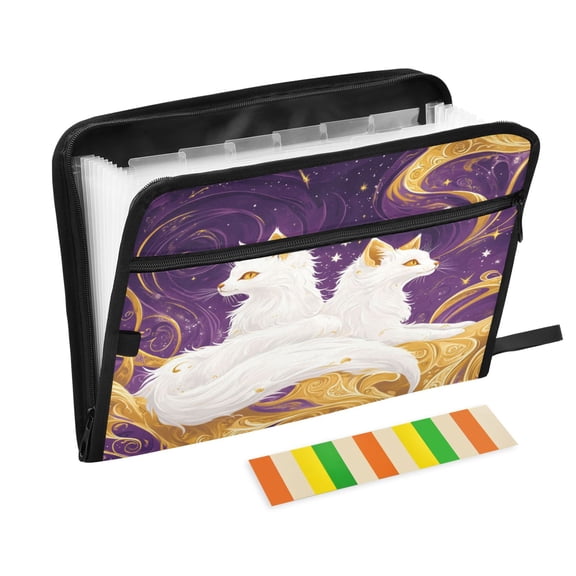 DIXRUYEE Organ Folders Expanding Folder with Color Label 13 Pocket Dance Of The Foxes Printed