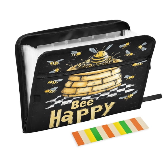 DIXRUYEE Organ Folders Expanding Folder with Color Label 13 Pocket Drawing Bee Pattern Printed