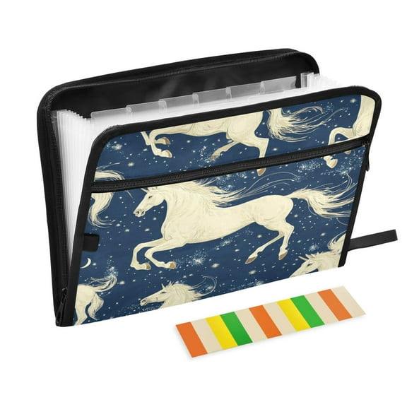 DIXRUYEE Organ Folders Expanding Folder with Color Label 13 Pocket Dreamy Unicorns Printed