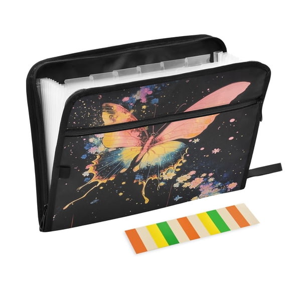 DIXRUYEE Organ Folders Expanding Folder with Color Label 13 Pocket Floral Galaxy Butterfly Printed