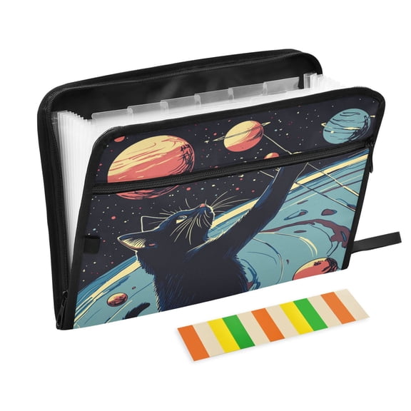 DIXRUYEE Organ Folders Expanding Folder with Color Label 13 Pocket Galactic Explorer Printed