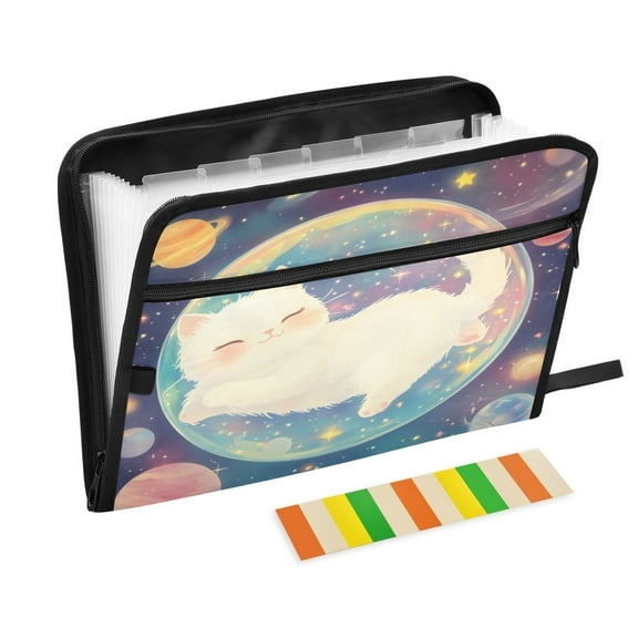 DIXRUYEE Organ Folders Expanding Folder with Color Label 13 Pocket Galactic Slumber Printed