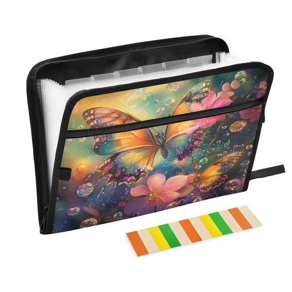DIXRUYEE Organ Folders Expanding Folder with Color Label 13 Pocket Whispers Of Spring Printed