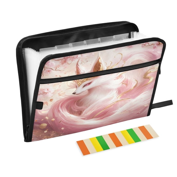 DIXRUYEE Organ Folders Expanding Folder with Color Label 13 Pocket Gilded Fox in Bloom Printed