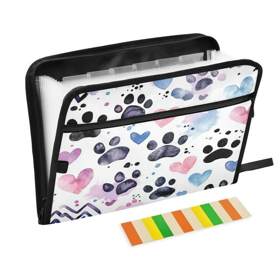 DIXRUYEE Organ Folders Expanding Folder with Color Label 13 Pocket Heartfelt Pawprints Printed