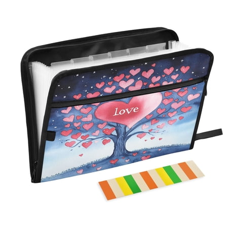 DIXRUYEE Organ Folders Expanding Folder with Color Label 13 Pocket Heartfelt Tree Of Love Printed