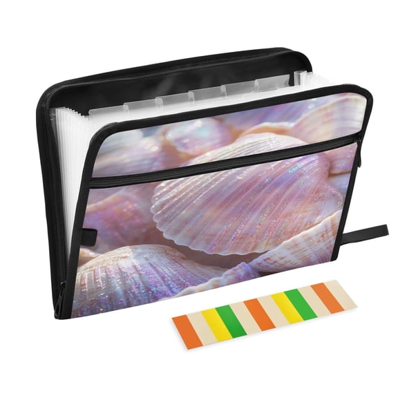 DIXRUYEE Organ Folders Expanding Folder with Color Label 13 Pocket Iridescent Shell Collection Printed