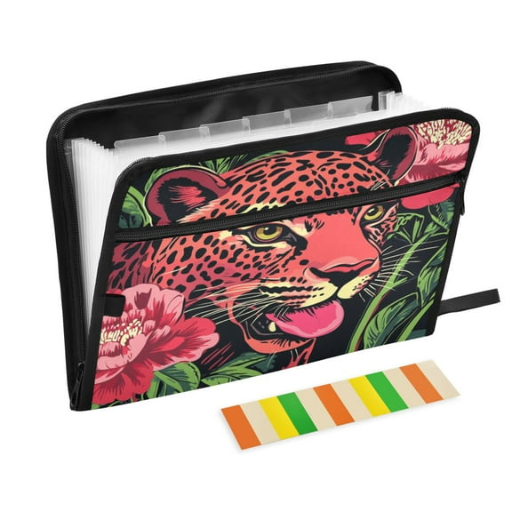 DIXRUYEE Organ Folders Expanding Folder with Color Label 13 Pocket Leopard's Charm Printed
