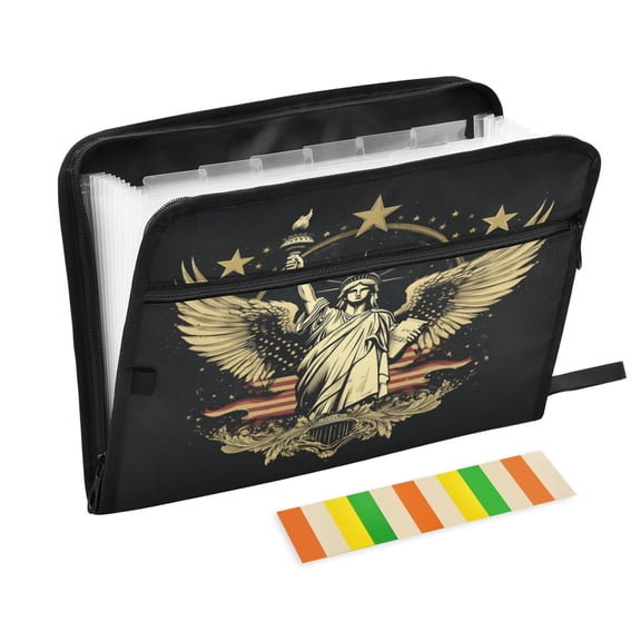 DIXRUYEE Organ Folders Expanding Folder with Color Label 13 Pocket Liberty's Embrace Printed
