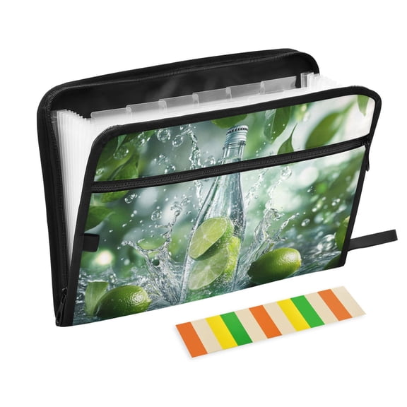 DIXRUYEE Organ Folders Expanding Folder with Color Label 13 Pocket Lime Soda Bottle Splash Printed
