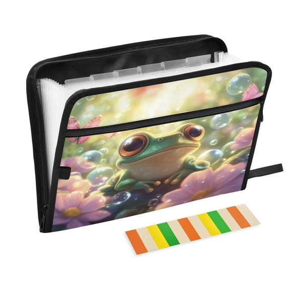DIXRUYEE Organ Folders Expanding Folder with Color Label 13 Pocket Magical Frog Printed