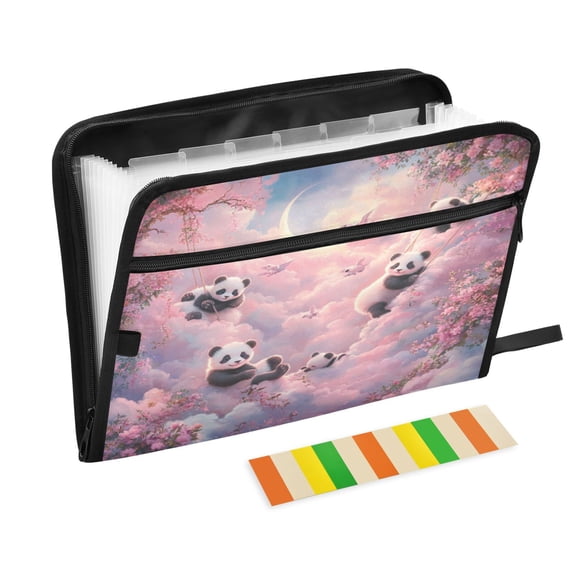 DIXRUYEE Organ Folders Expanding Folder with Color Label 13 Pocket Panda Playground Printed