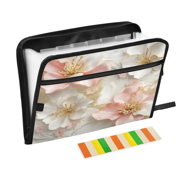 DIXRUYEE Organ Folders Expanding Folder with Color Label 13 Pocket Petal Sonata in Pearlescent Light Printed