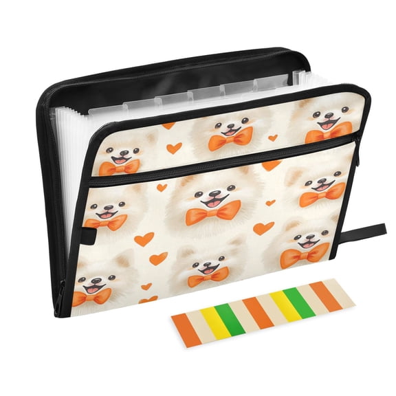 DIXRUYEE Organ Folders Expanding Folder with Color Label 13 Pocket Pomeranian Party Printed