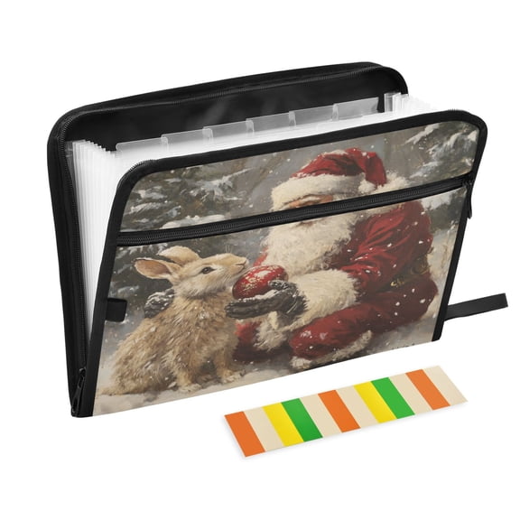 DIXRUYEE Organ Folders Expanding Folder with Color Label 13 Pocket Rabbit Eat Apple Printed