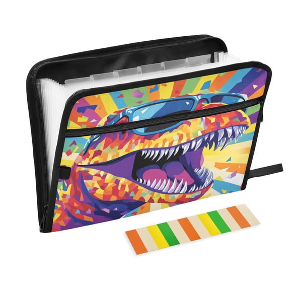 DIXRUYEE Organ Folders Expanding Folder with Color Label 13 Pocket Rad Rex Printed