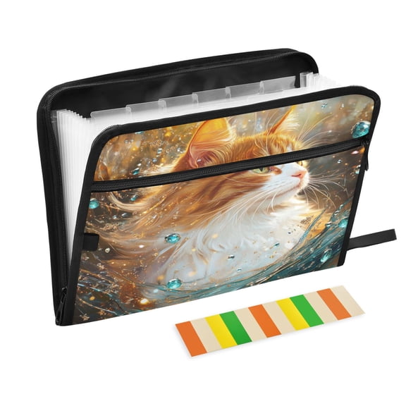 DIXRUYEE Organ Folders Expanding Folder with Color Label 13 Pocket Radiant Cat Printed