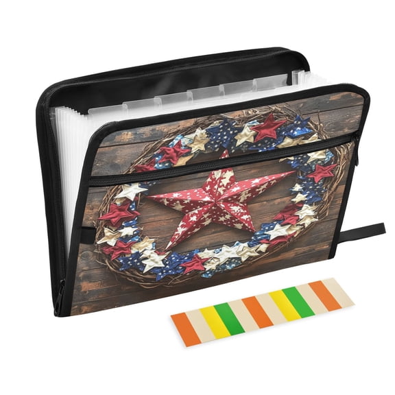 DIXRUYEE Organ Folders Expanding Folder with Color Label 13 Pocket Realistic Of Stars Pattern Printed