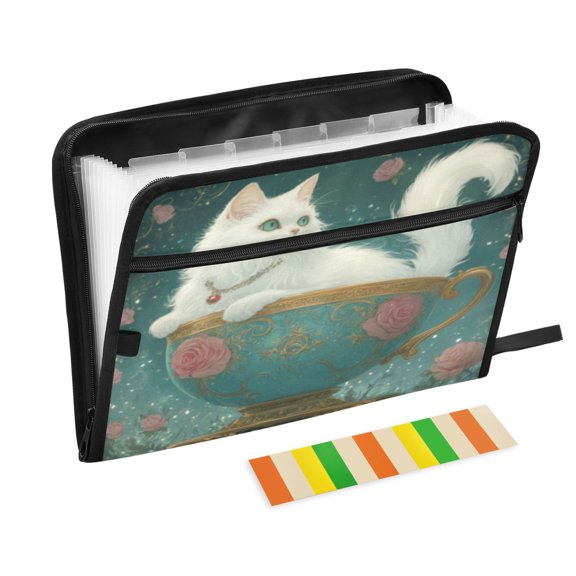 DIXRUYEE Organ Folders Expanding Folder with Color Label 13 Pocket Royal Cat Printed