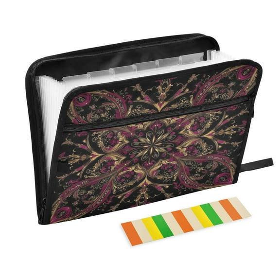 DIXRUYEE Organ Folders Expanding Folder with Color Label 13 Pocket Royal Flourish Printed