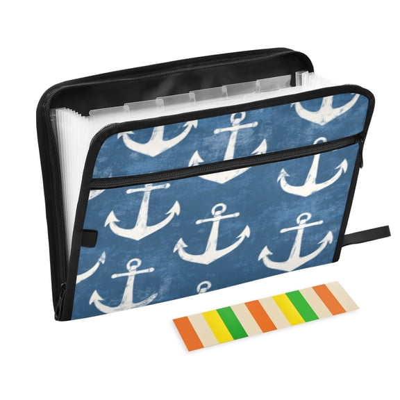 DIXRUYEE Organ Folders Expanding Folder with Color Label 13 Pocket Seaside Script Printed