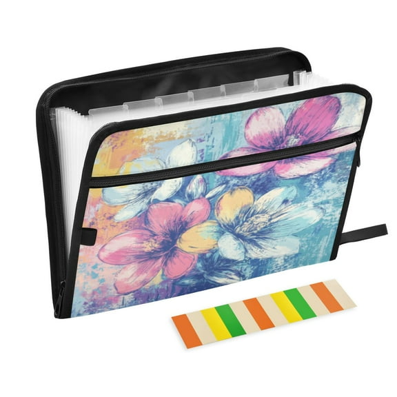 DIXRUYEE Organ Folders Expanding Folder with Color Label 13 Pocket Spring Blossom Printed