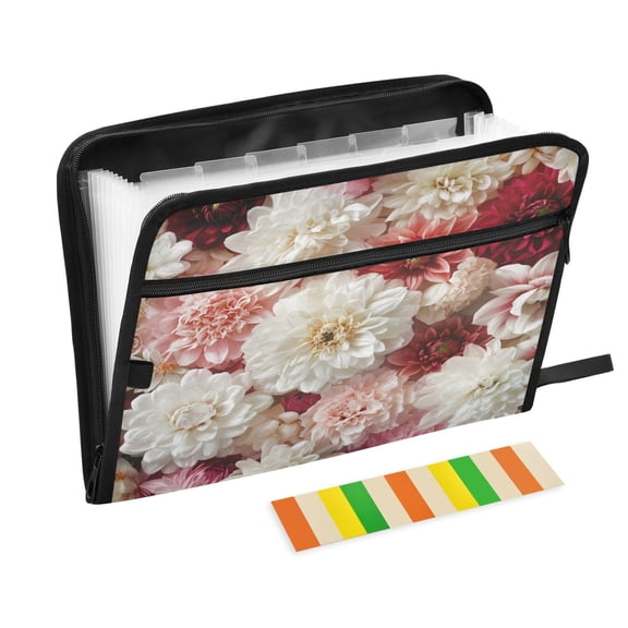 DIXRUYEE Organ Folders Expanding Folder with Color Label 13 Pocket Springs Tender Bloom Printed