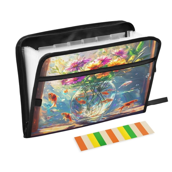 DIXRUYEE Organ Folders Expanding Folder with Color Label 13 Pocket Summer Serenity Printed