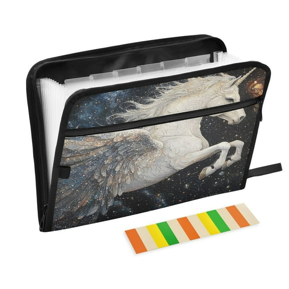 DIXRUYEE Organ Folders Expanding Folder with Color Label 13 Pocket Unicorn Pegasus Printed